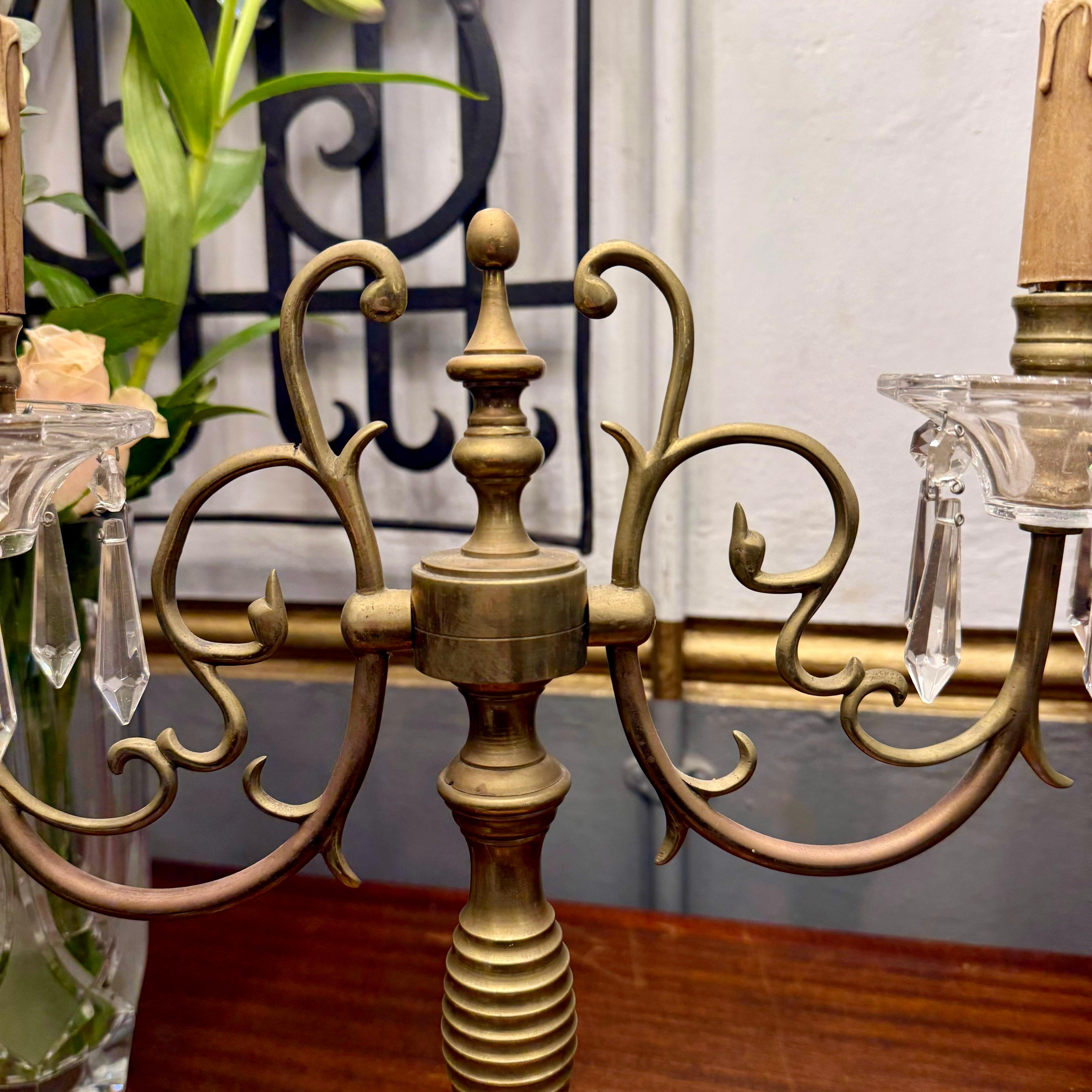 Antique Brass Table Candelabra