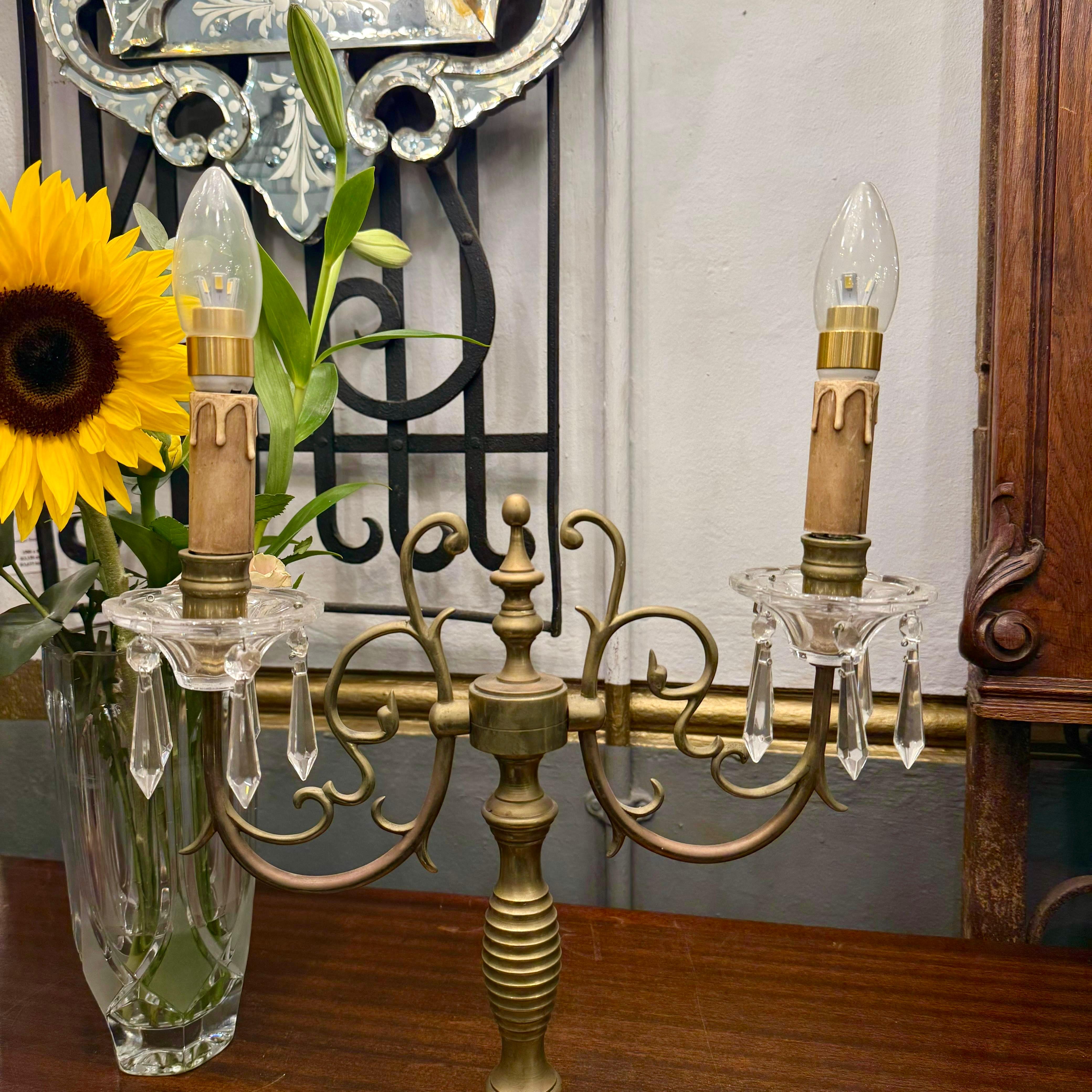 Antique Brass Table Candelabra