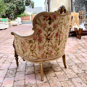 Antique Gilded Italian Salon Set in Beautiful Floral Upholstery - SOLD