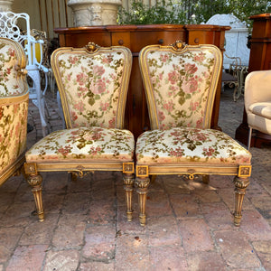 Antique Gilded Italian Salon Set in Beautiful Floral Upholstery - SOLD