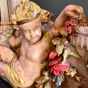 Antique Hand Painted Cherub Pelmet