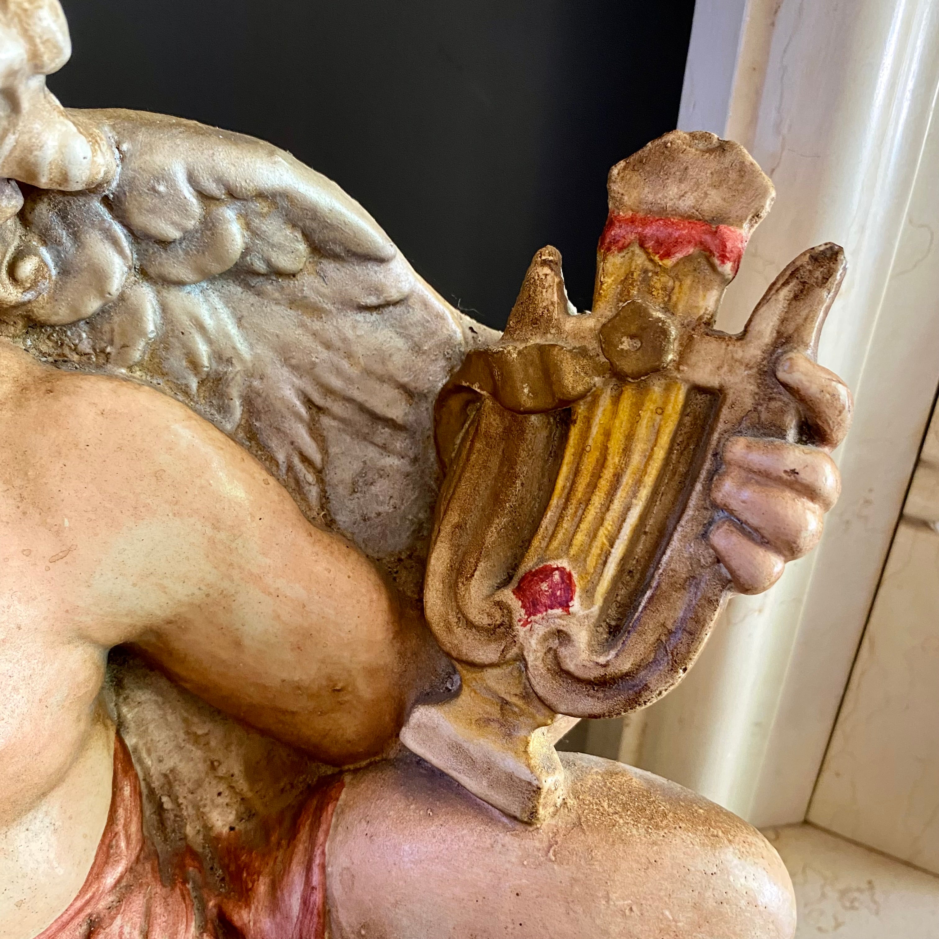 Antique Hand Painted Cherub Pelmet