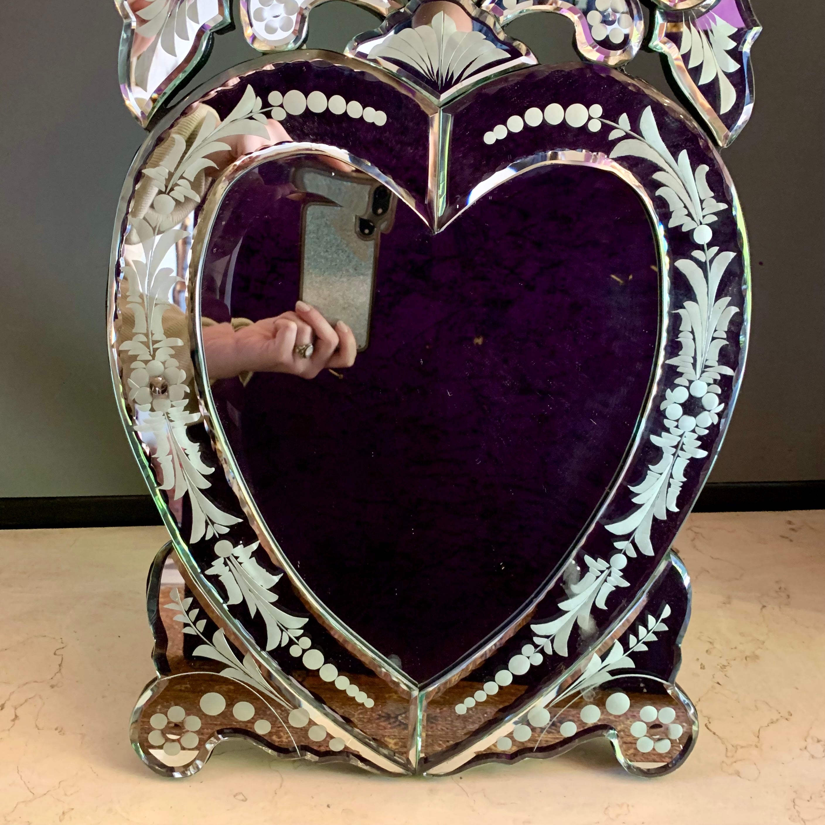 Stunning Venetian Heart Table Mirror