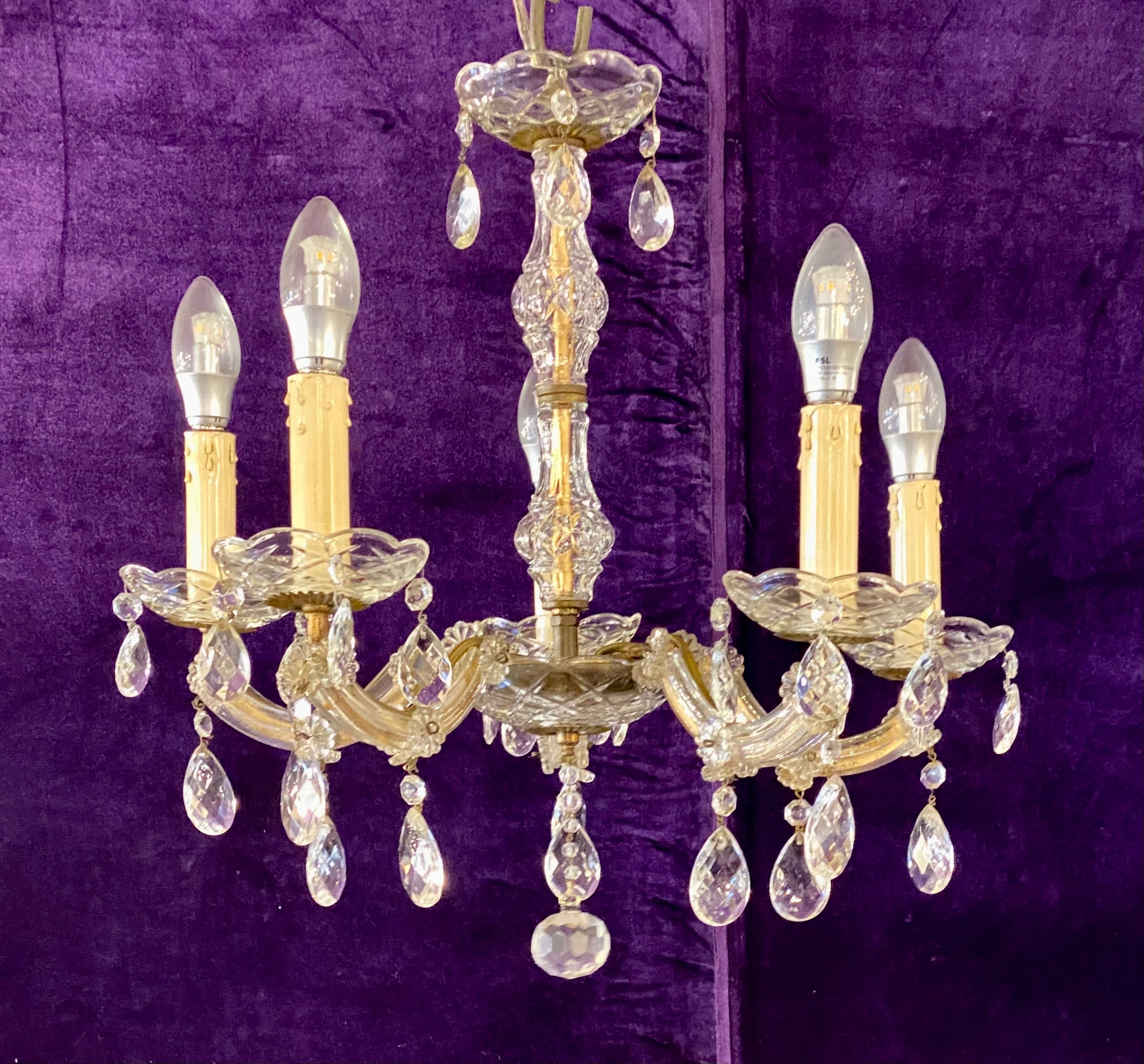 Antique Maria Theresa Chandelier with Original Crystal Ball - SOLD