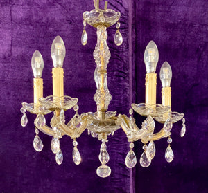 Antique Maria Theresa Chandelier with Original Crystal Ball