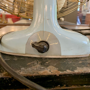 Beautiful Vintage Blue and Gold Electric Fan