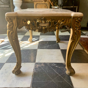 Antique Gilt Gold French Coffee Table with Cream Marble Top - SOLD