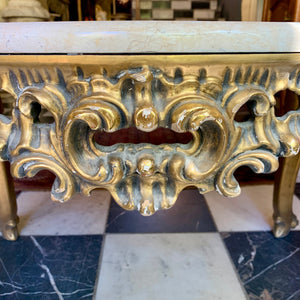 Antique Gilt Gold French Coffee Table with Cream Marble Top - SOLD