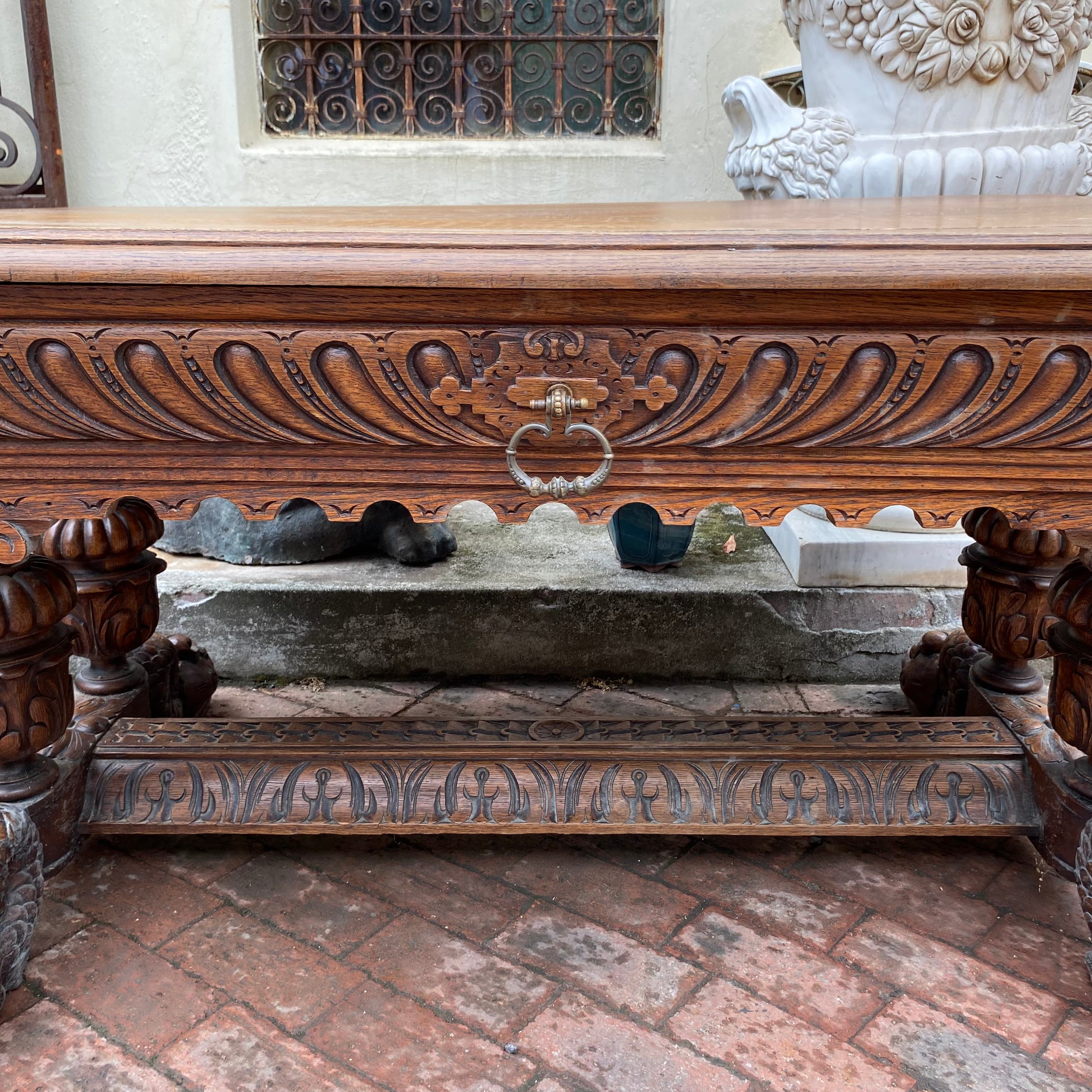 Very Large Heavy French Oak Desk