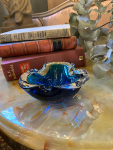 Ruffled Blue Murano Ashtray