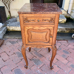 Antique French Oak Pedestals with Marble Top