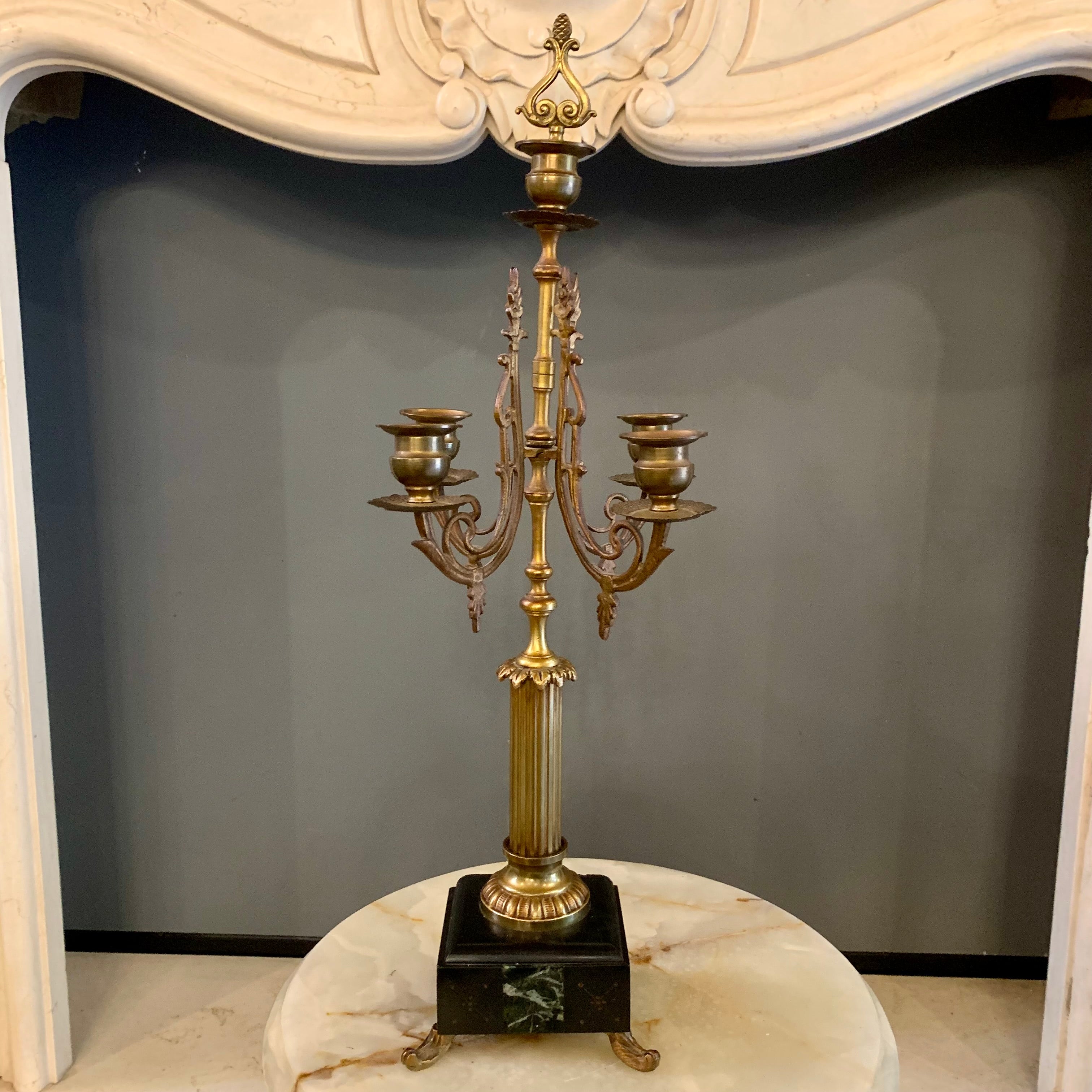 Pair of Antique Brass Candelabras