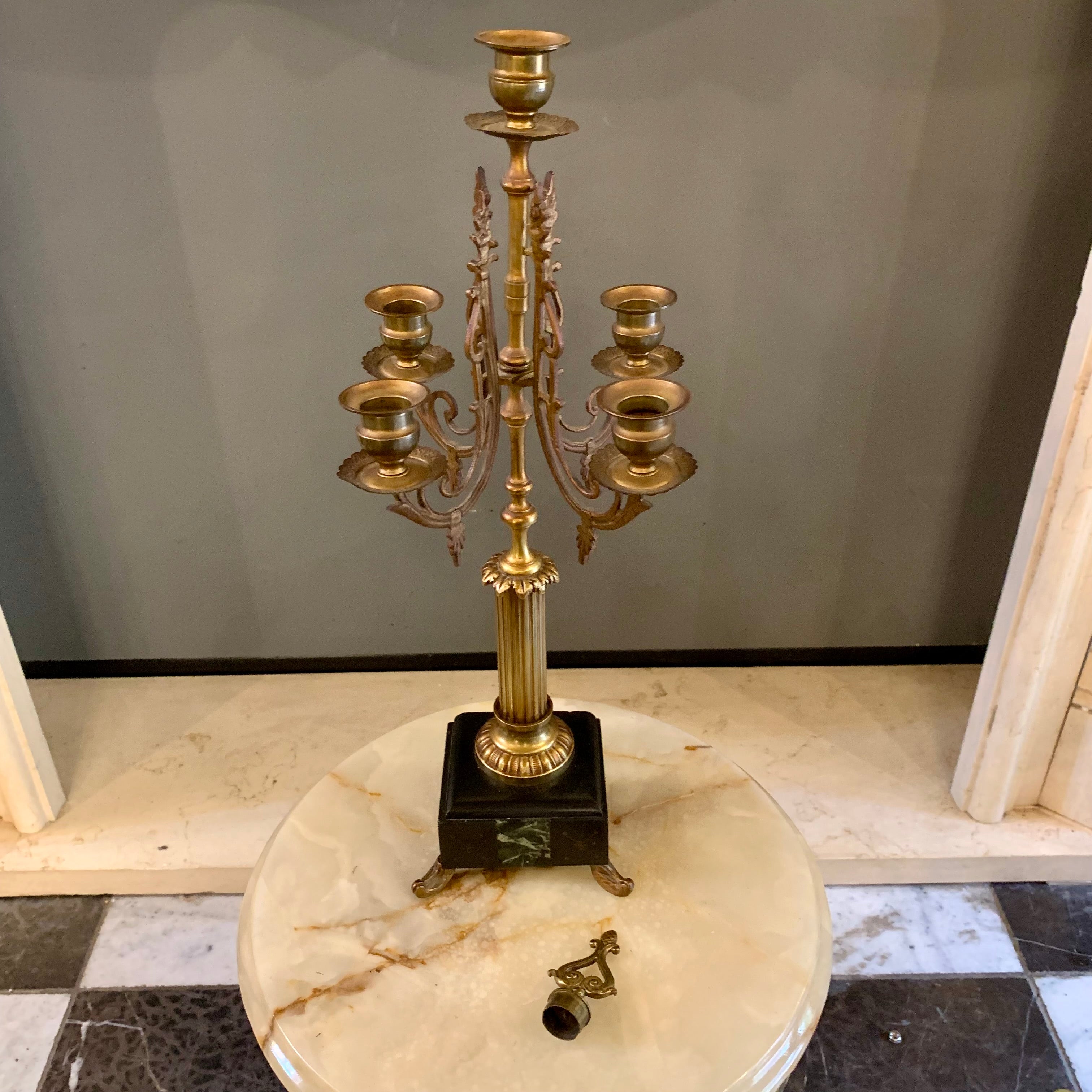 Pair of Antique Brass Candelabras