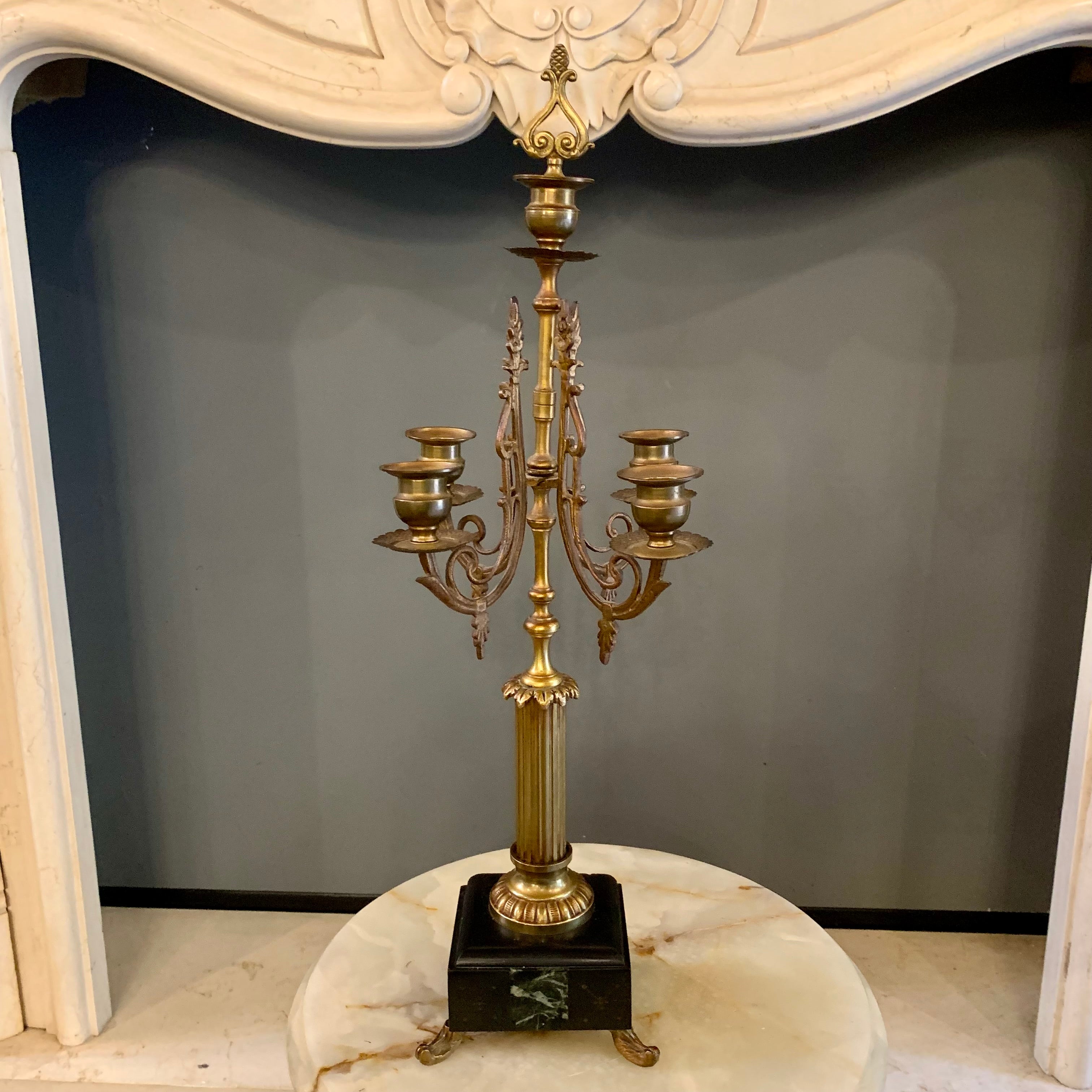 Pair of Antique Brass Candelabras