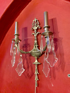 Elegant Nickel & Crystal Wall Sconces