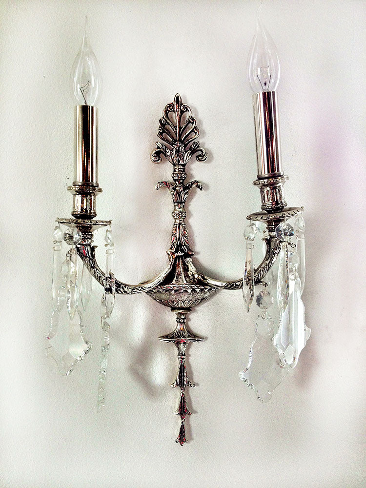 Elegant Nickel & Crystal Wall Sconces