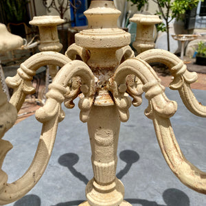 Pair of Heavy Cream Cast Iron Candelabras