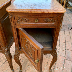 Pair of Antique Oak Louis the 15th Bedside Pedestals