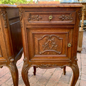 Pair of Antique Oak Louis the 15th Bedside Pedestals