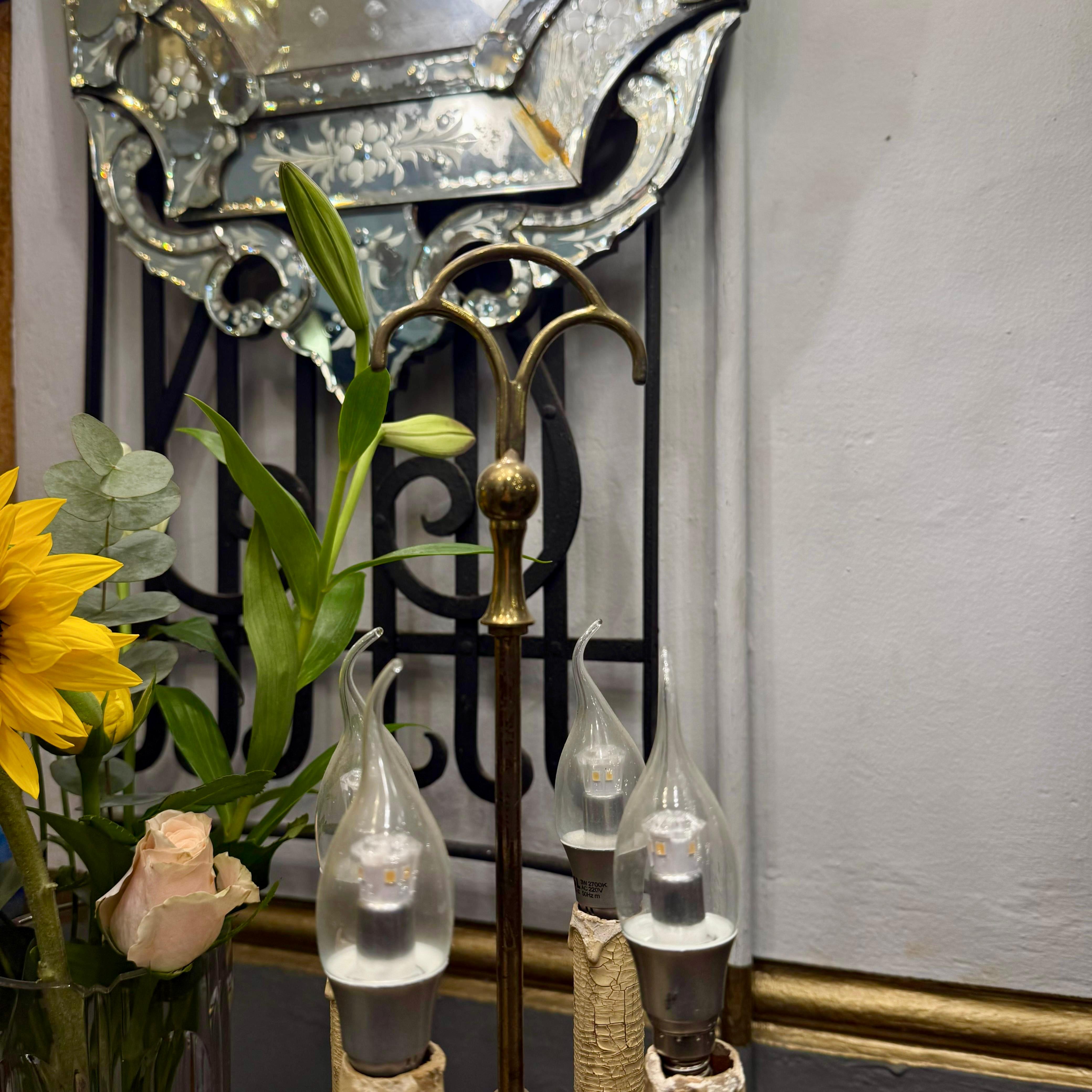 Antique Brass Table Candelabra