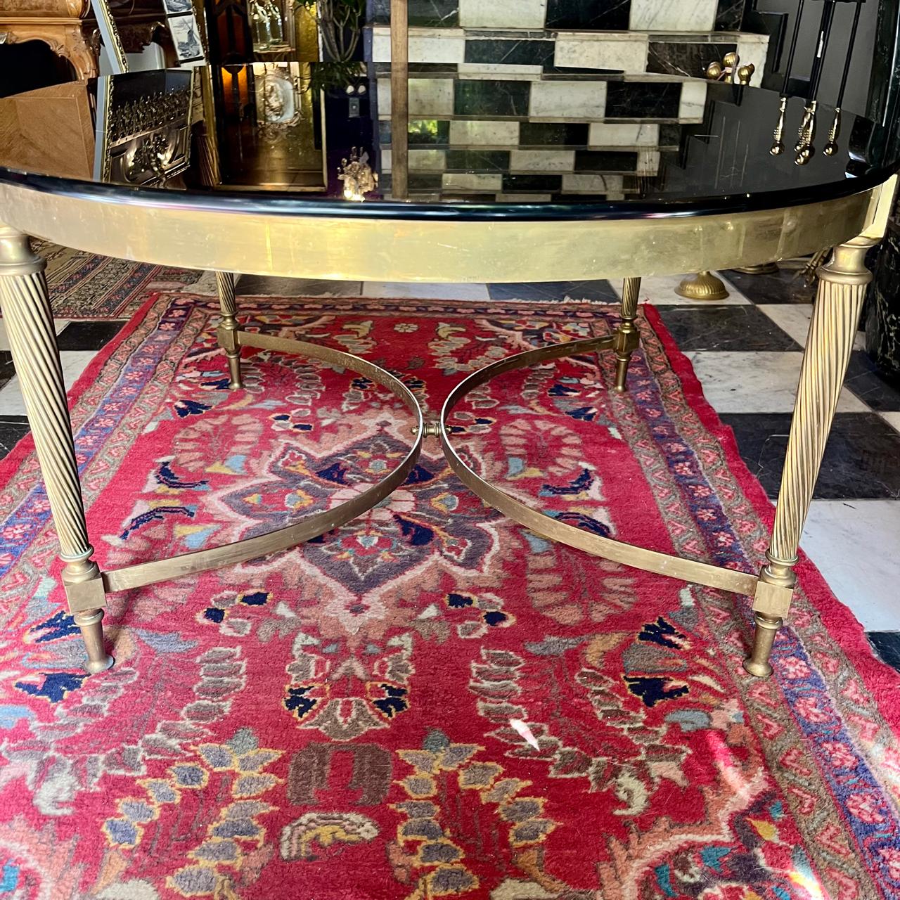 Vintage Large Smokey Glass and Brass Coffee Table