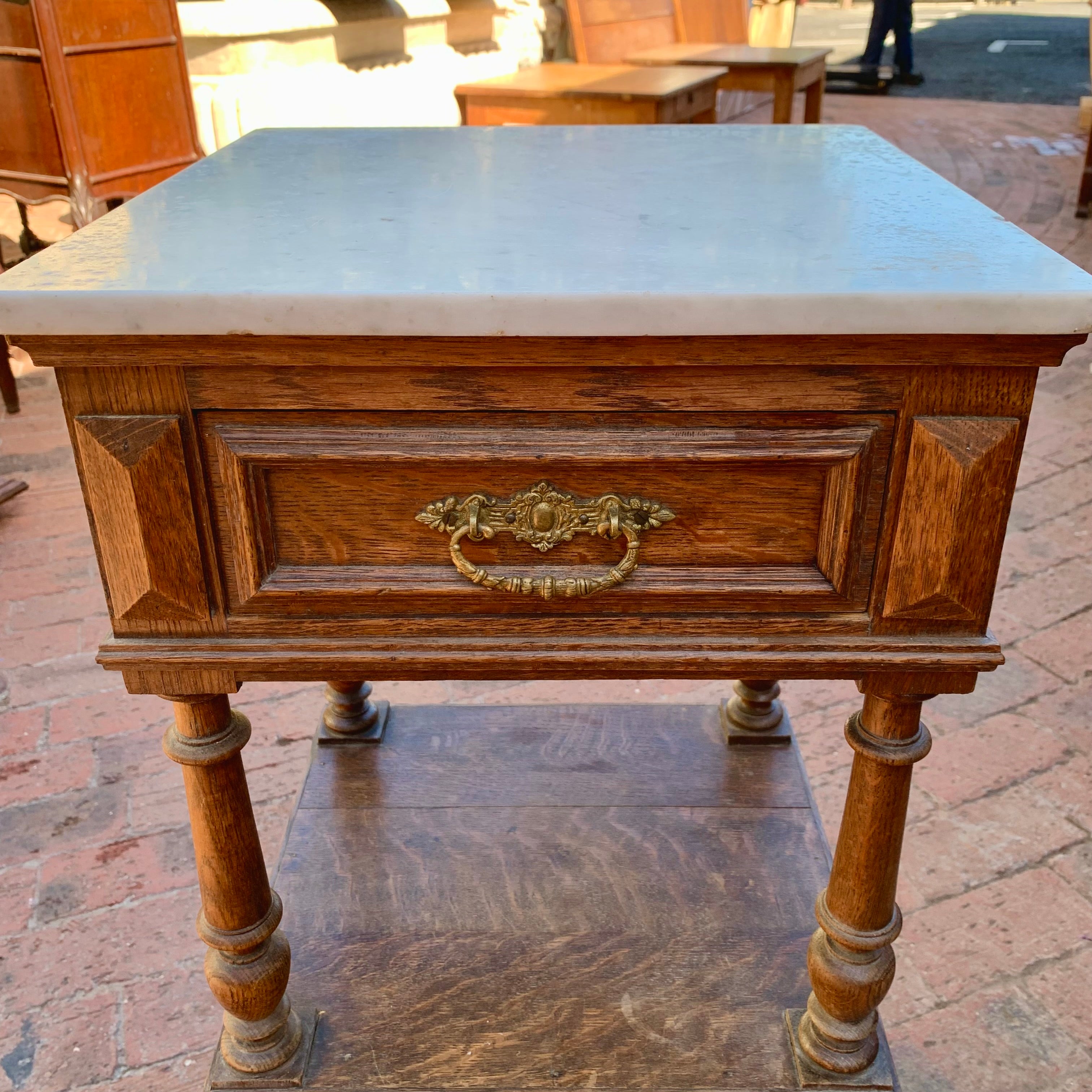 Single Antique Oak Pedestal