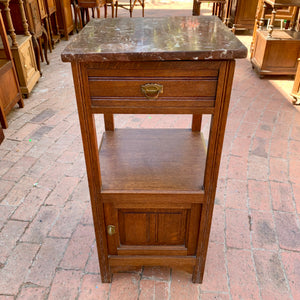 Antique Oak Pedestal with Dark Mable Top