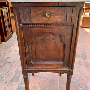 Pretty Antique Oak Pedestal with Marble Top