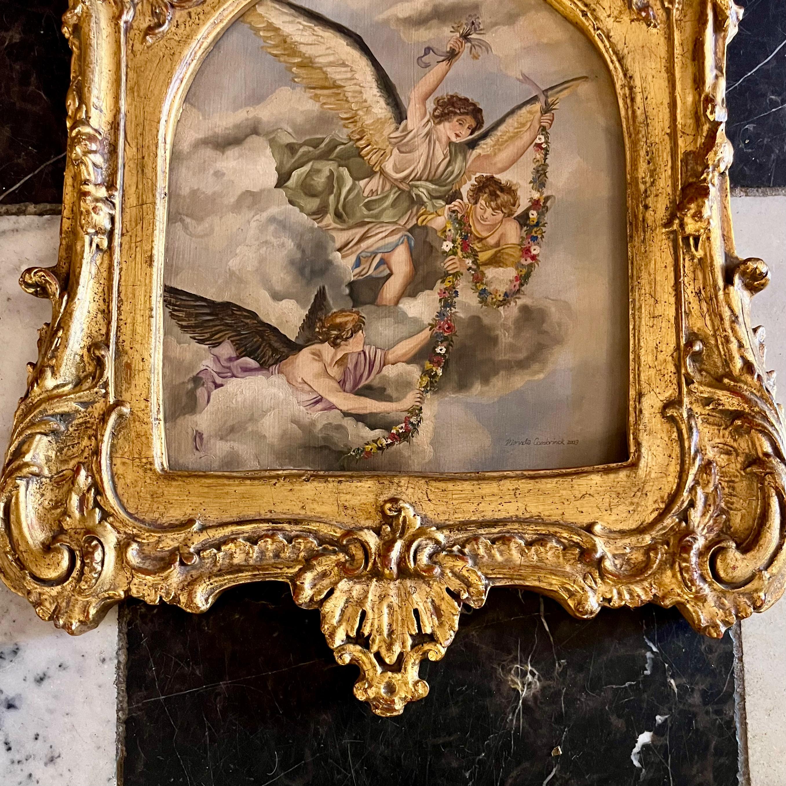 Herald Angels in Gilded Frame by Marinda Combrinck — Oil on Board, 2003
