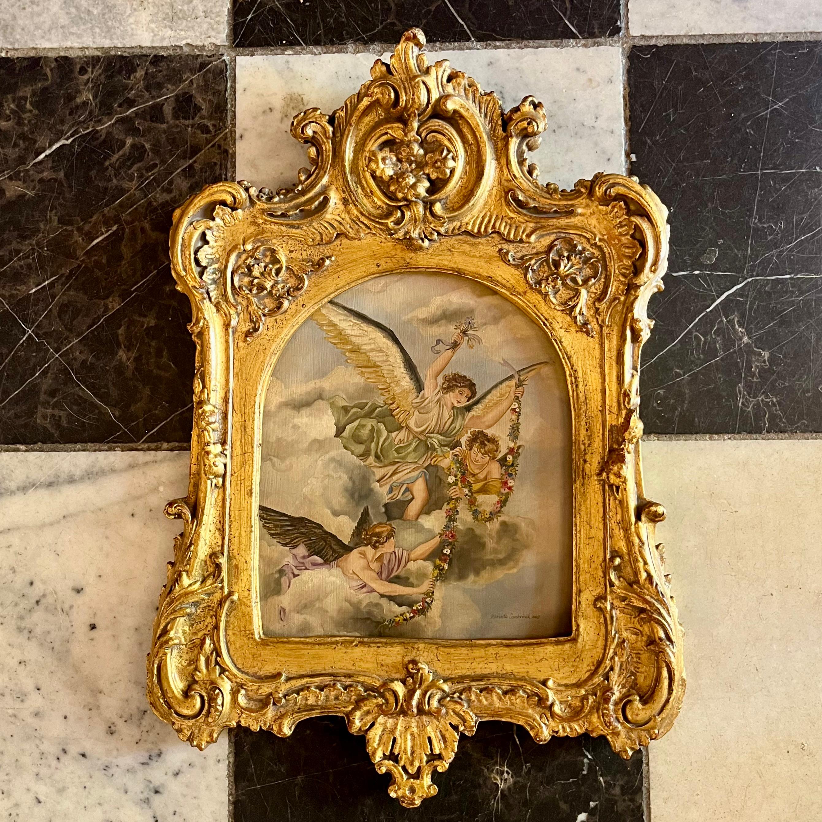 Herald Angels in Gilded Frame by Marinda Combrinck — Oil on Board, 2003