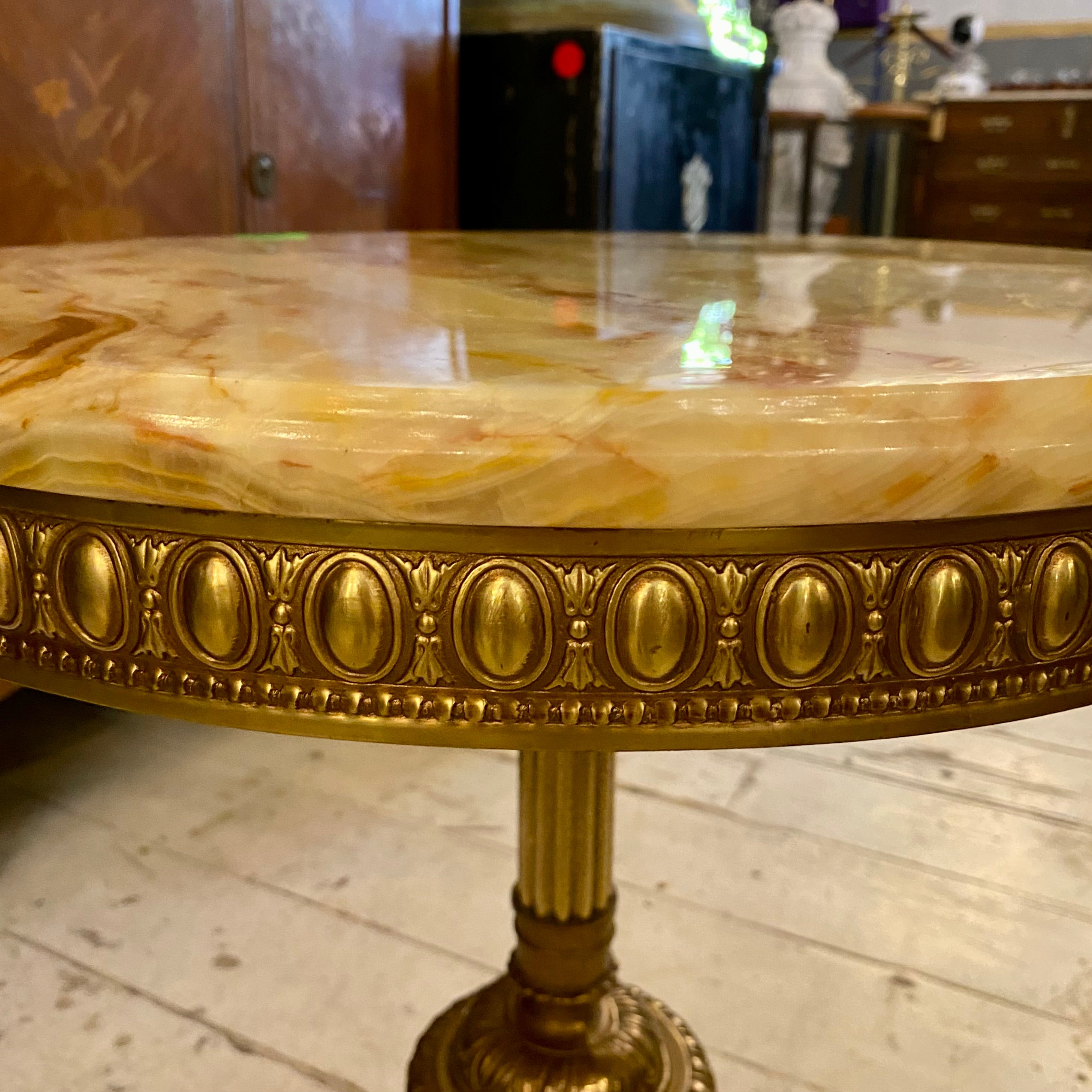 Antique Brass and Onyx Table - Pair available - SOLD