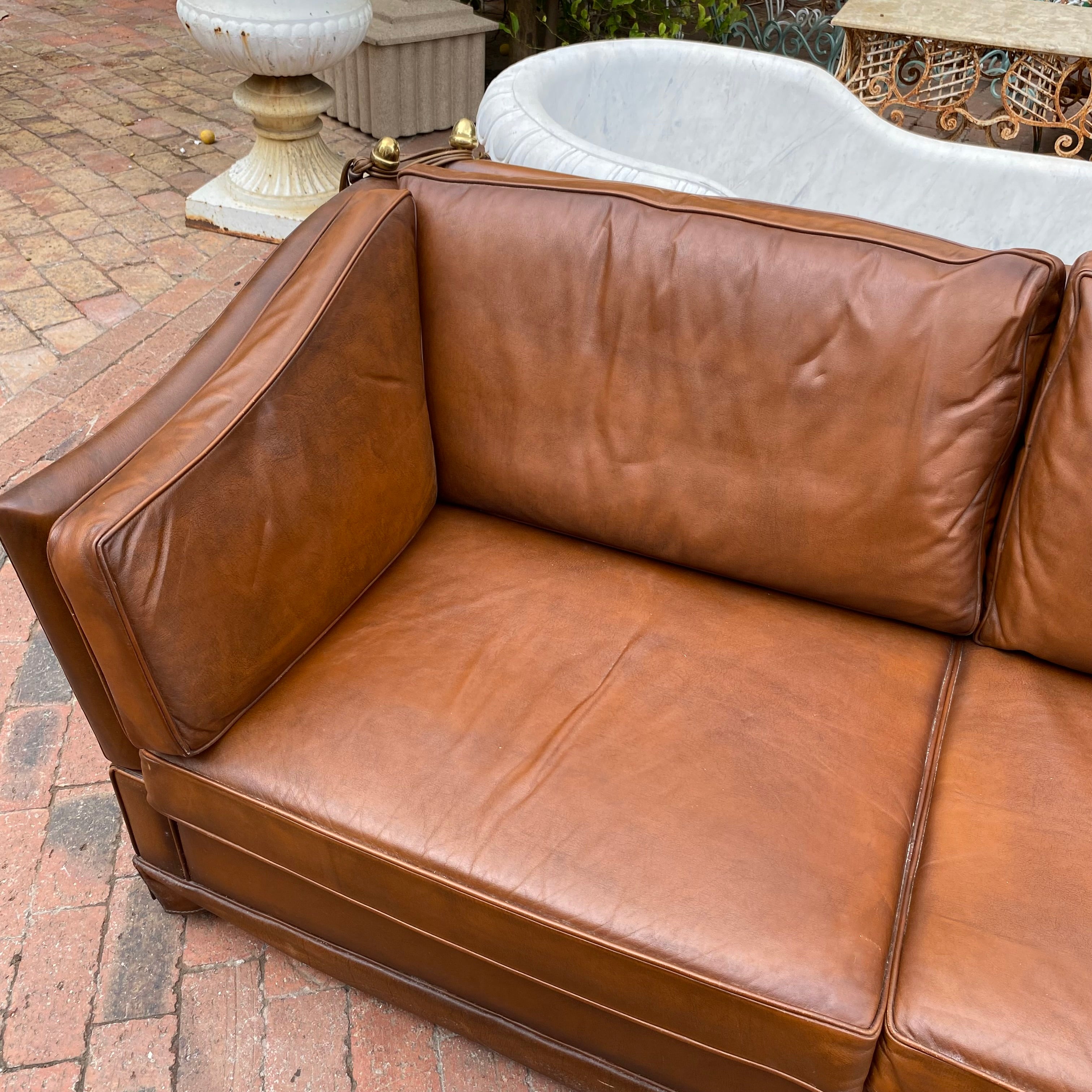 Tan Knoll Leather Sofa - SOLD