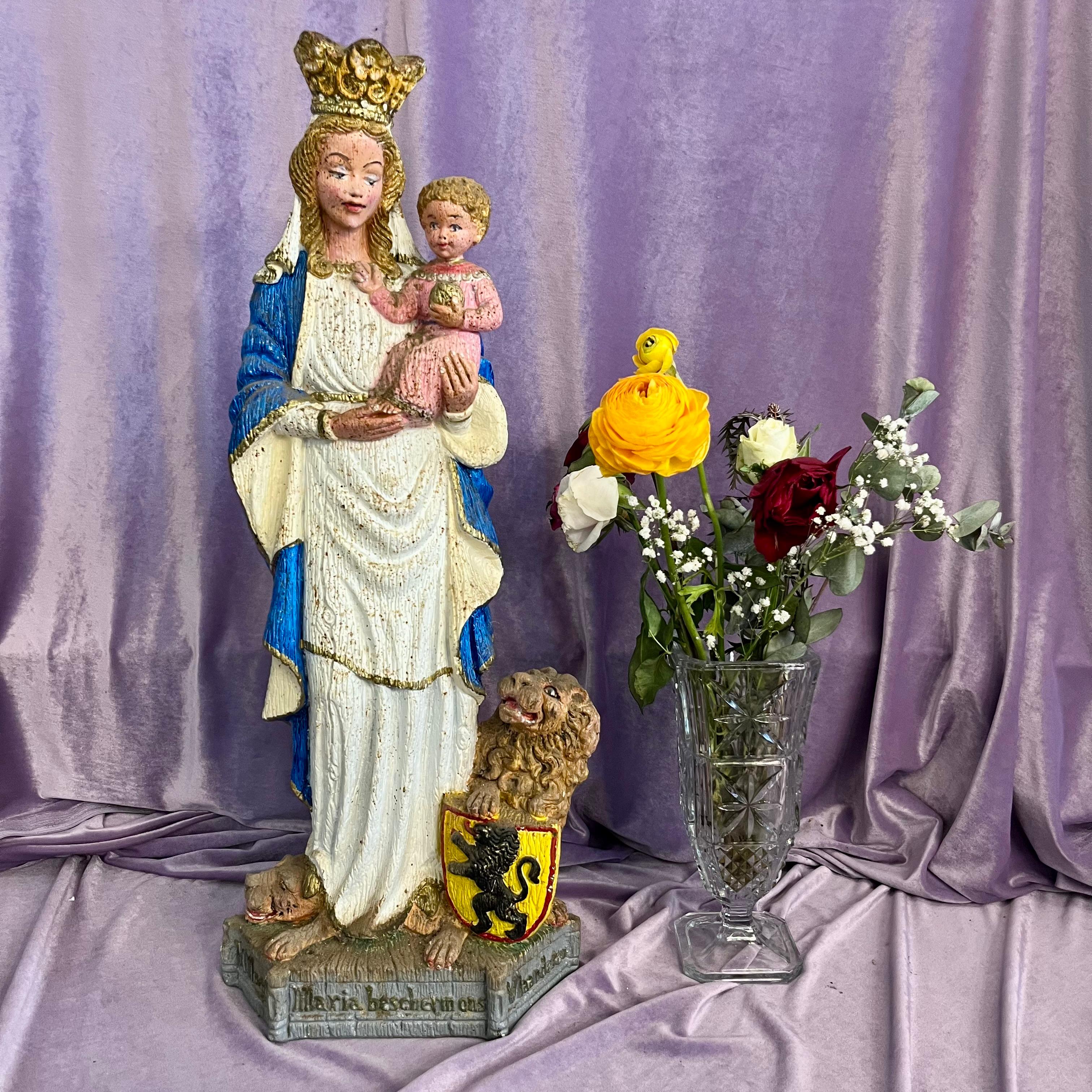 Regal Madonna with Child and Heraldic Lion