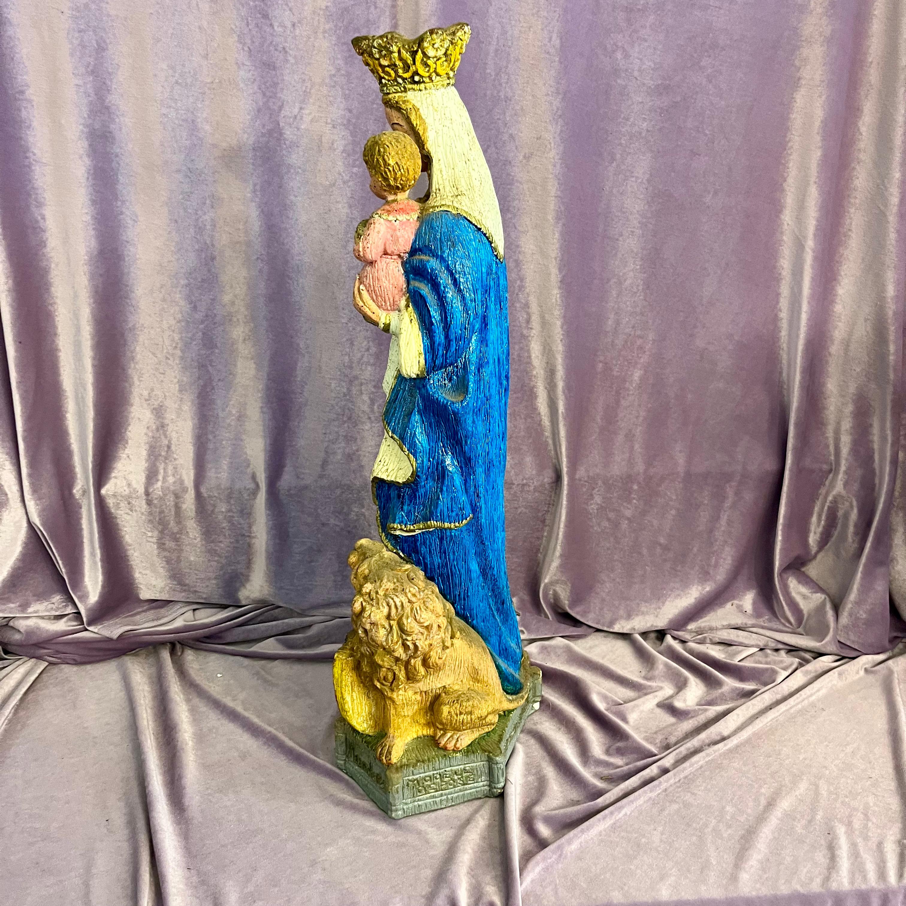 Regal Madonna with Child and Heraldic Lion