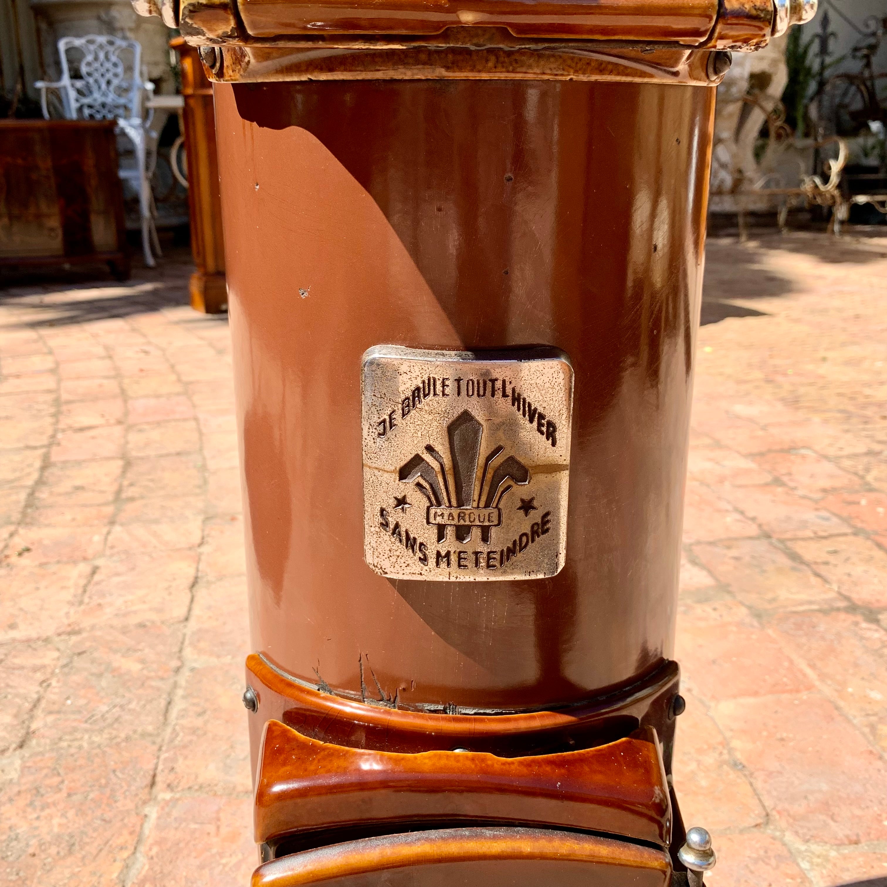 Vintage Burgundy Enamel Stove