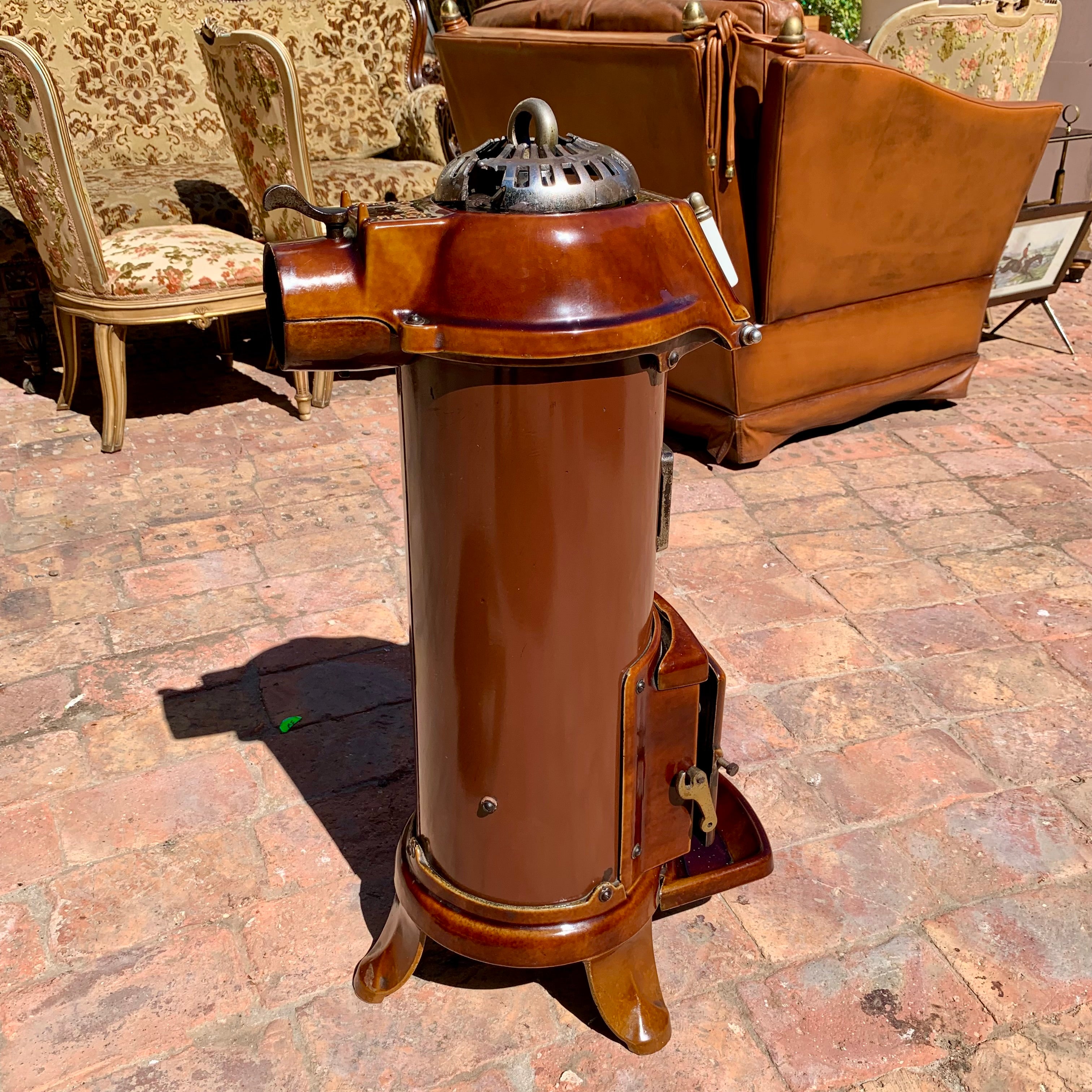 Vintage Burgundy Enamel Stove