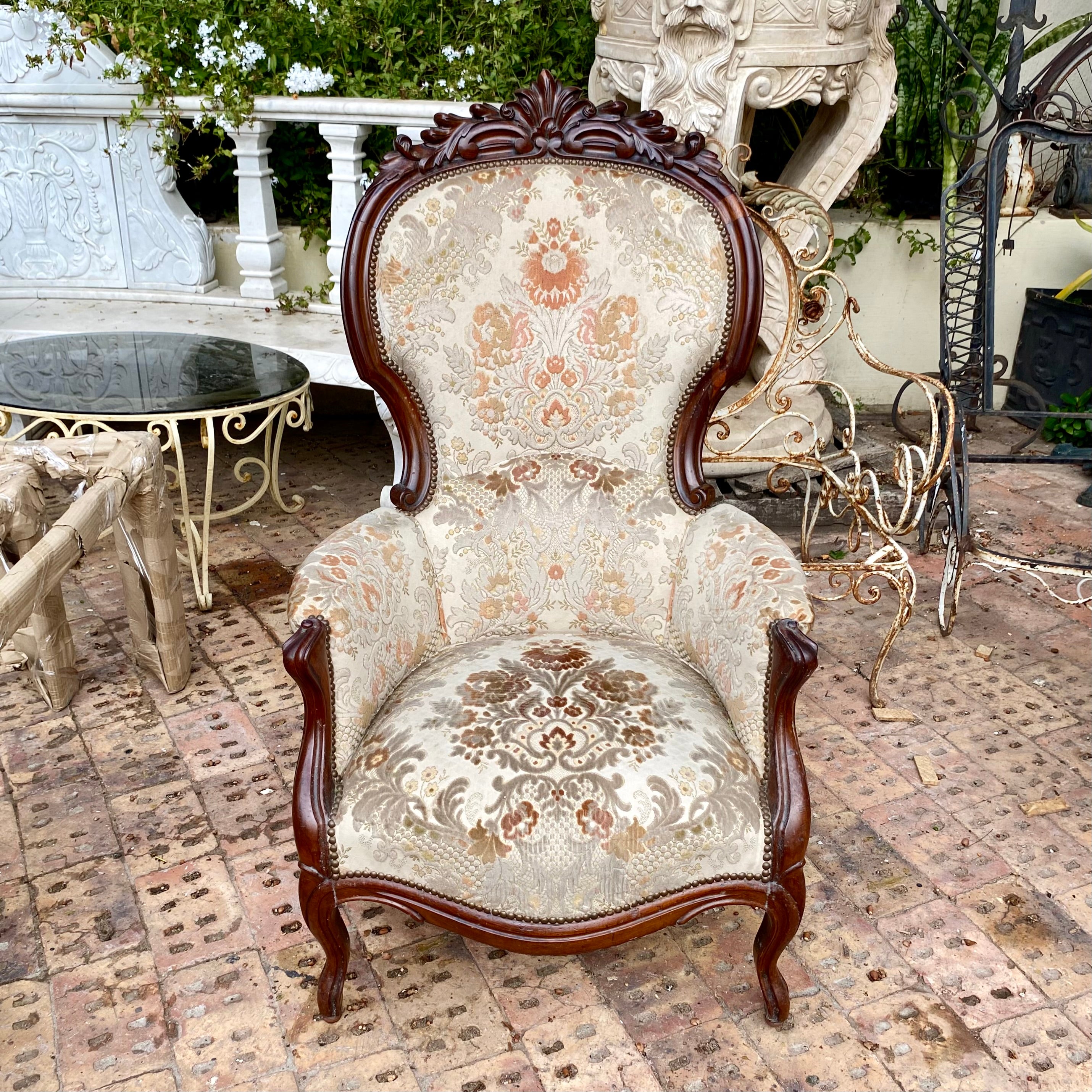 Antique Dark Wood Armchair