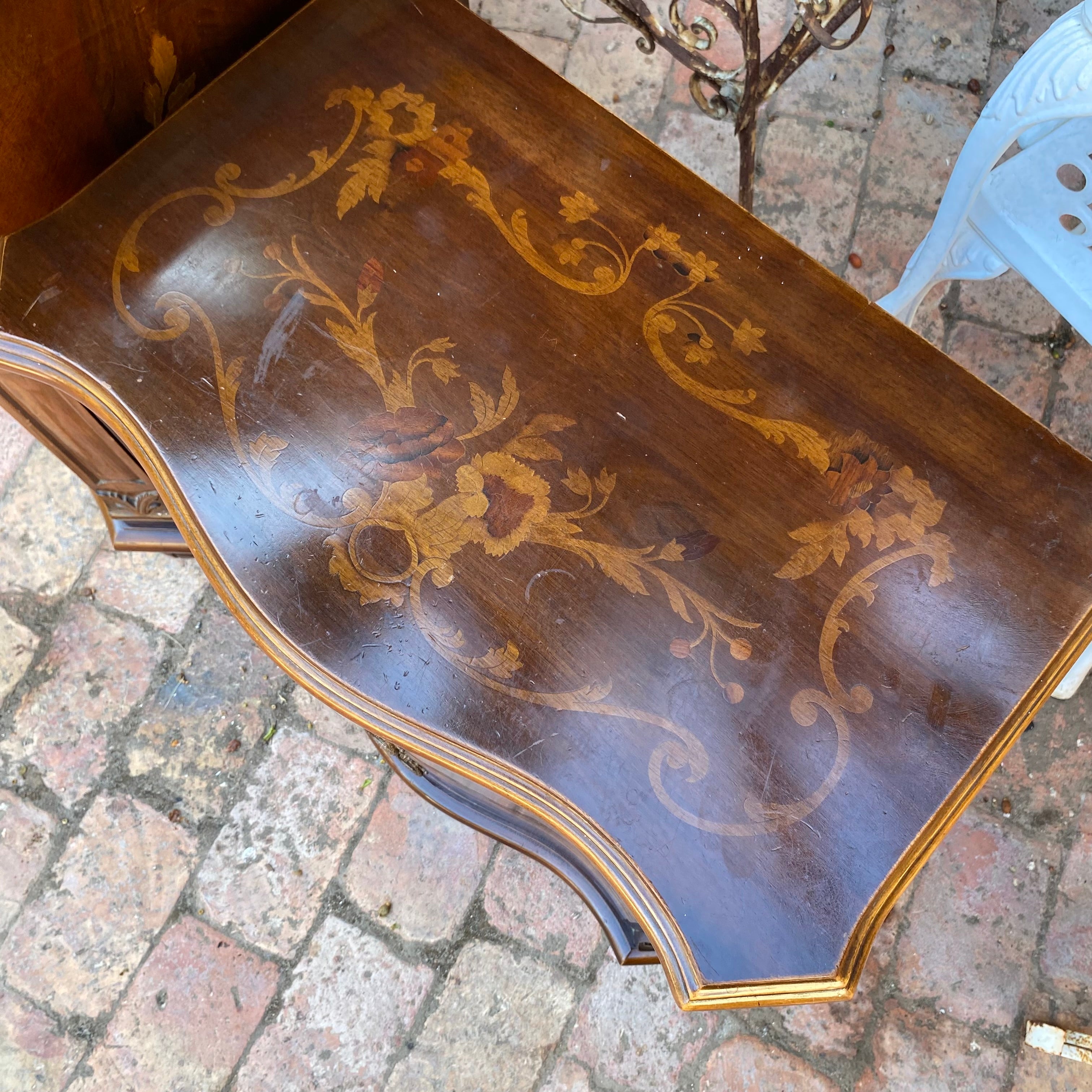 Beautiful Italian Inlay Commode and Pedestals