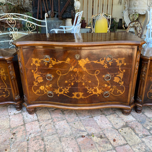 Beautiful Italian Inlay Commode and Pedestals