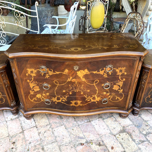 Beautiful Italian Inlay Commode and Pedestals