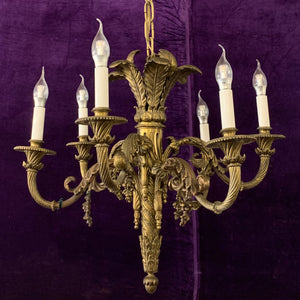 Gorgeous Solid Brass Empire Period Chandelier