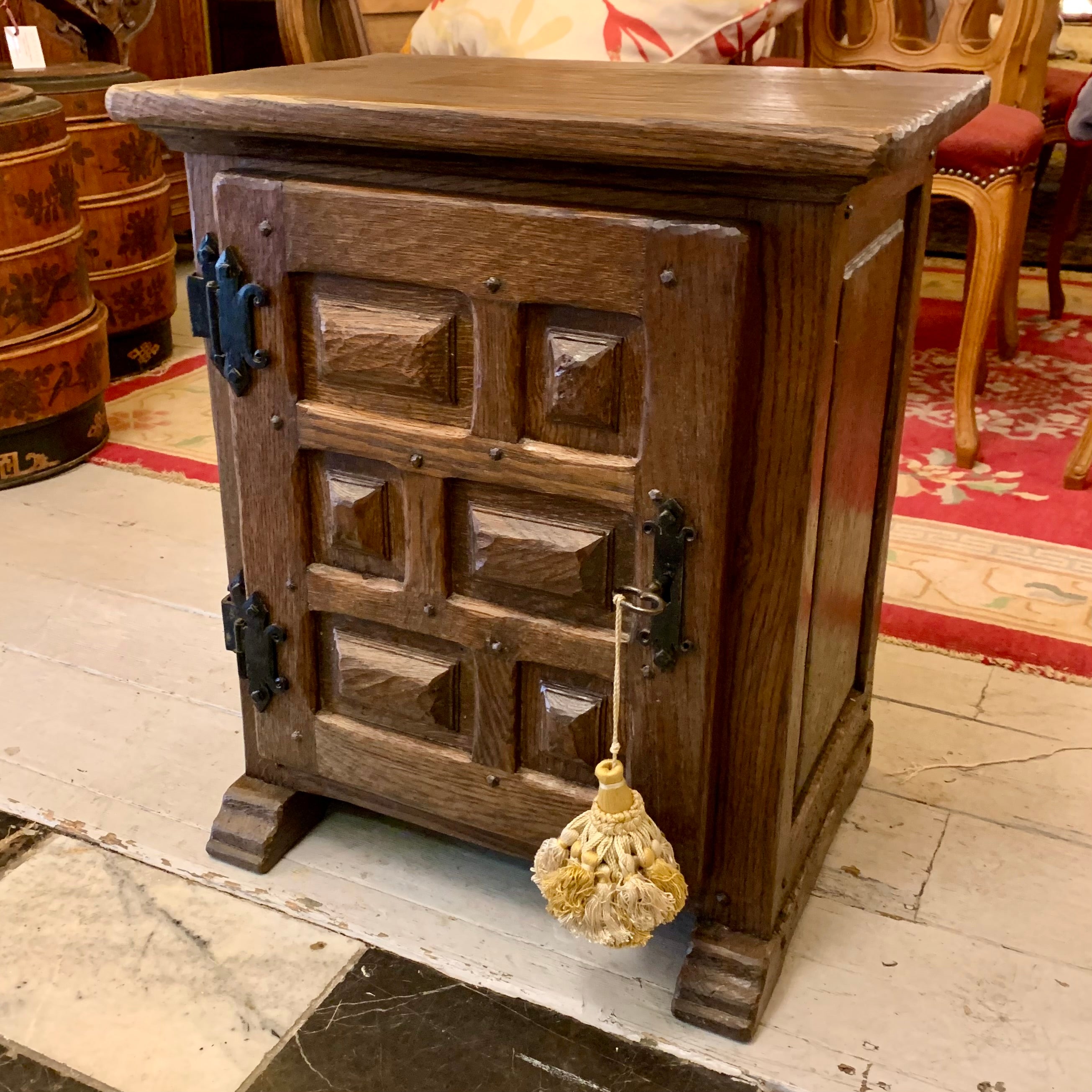 Pair of Antique Oak Spanish Bedside Pedestals