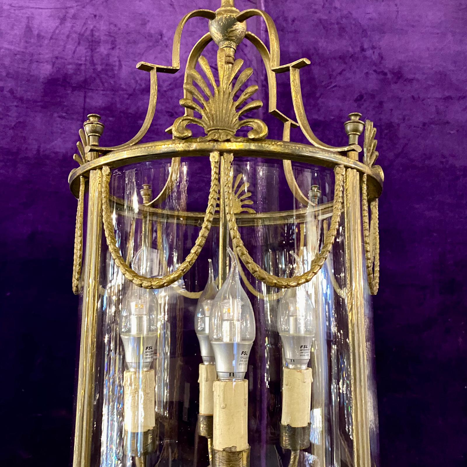 Antique Brass Lantern with Curved Glass - SOLD