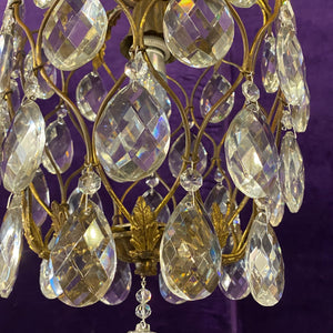 Vintage Cage Chandelier with Teardrop Crystals - SOLD