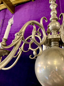 Pair of Antique Pewter Flemish Chandelier