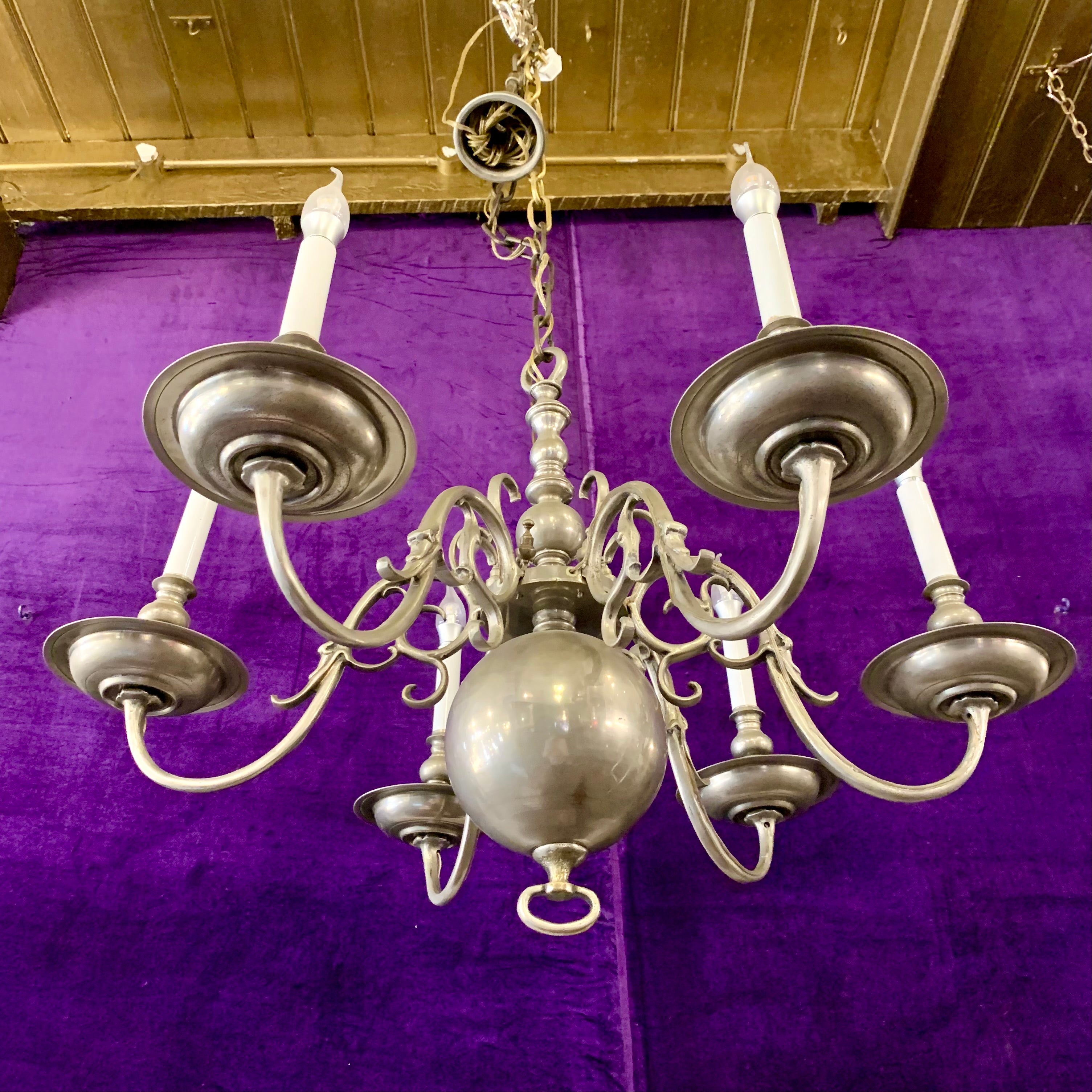 Pair of Antique Pewter Flemish Chandelier