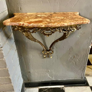 Sweet Brass Bow Console with Orange Mottled Marble