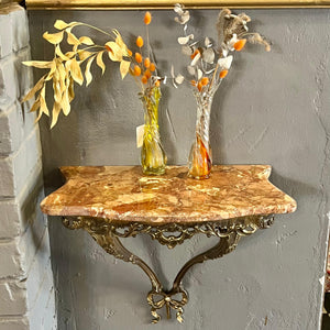 Sweet Brass Bow Console with Orange Mottled Marble