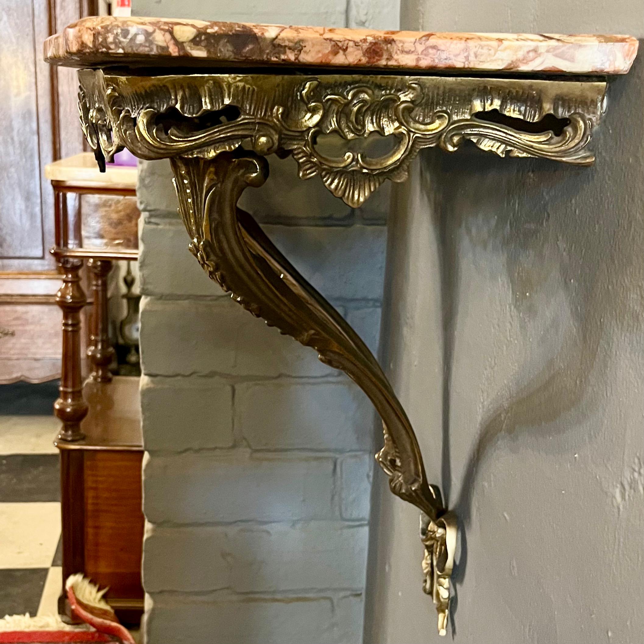 Sweet Brass Bow Console with Orange Mottled Marble