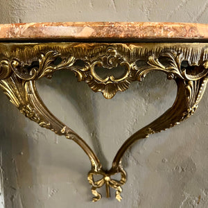 Sweet Brass Bow Console with Orange Mottled Marble